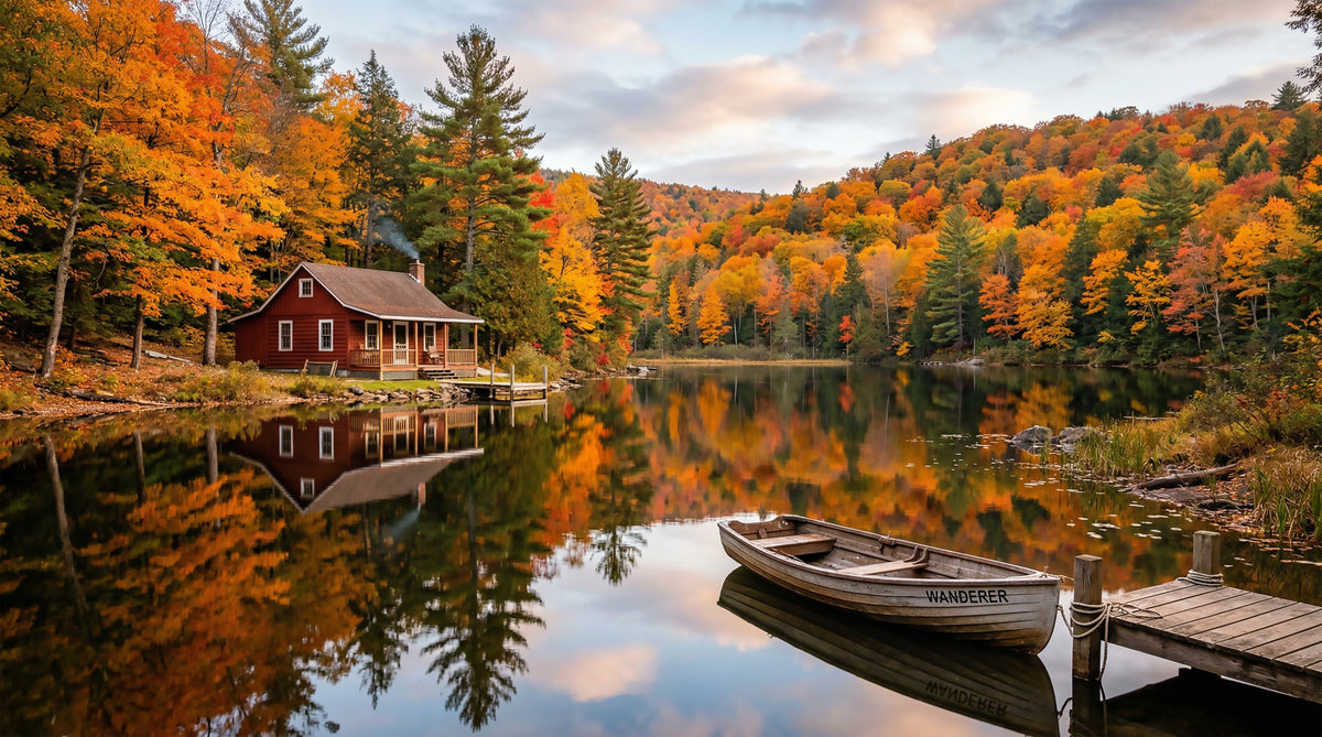 Autumn Lakeside Dream Wall Mural in your room