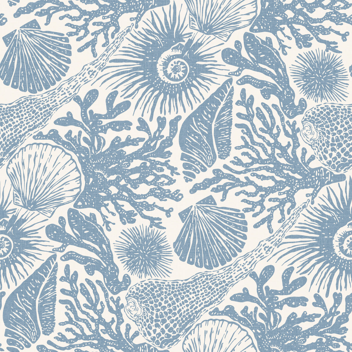 Boho Seashell & Coral Muted Blue Wallpaper⁠ in your room