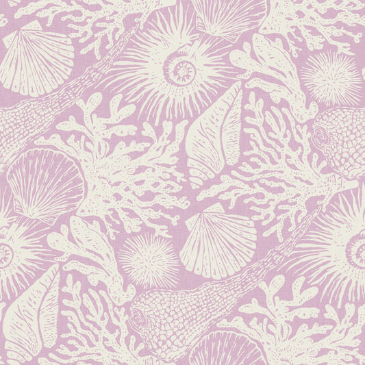 Boho Seashell & Coral Lavender Wallpaper⁠
