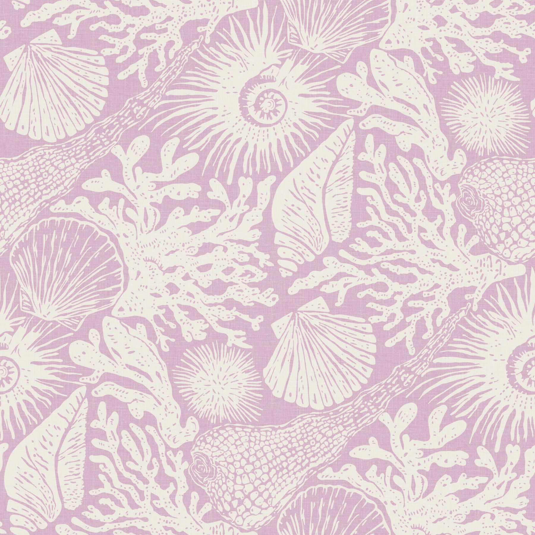 Boho Seashell & Coral Lavender Wallpaper⁠