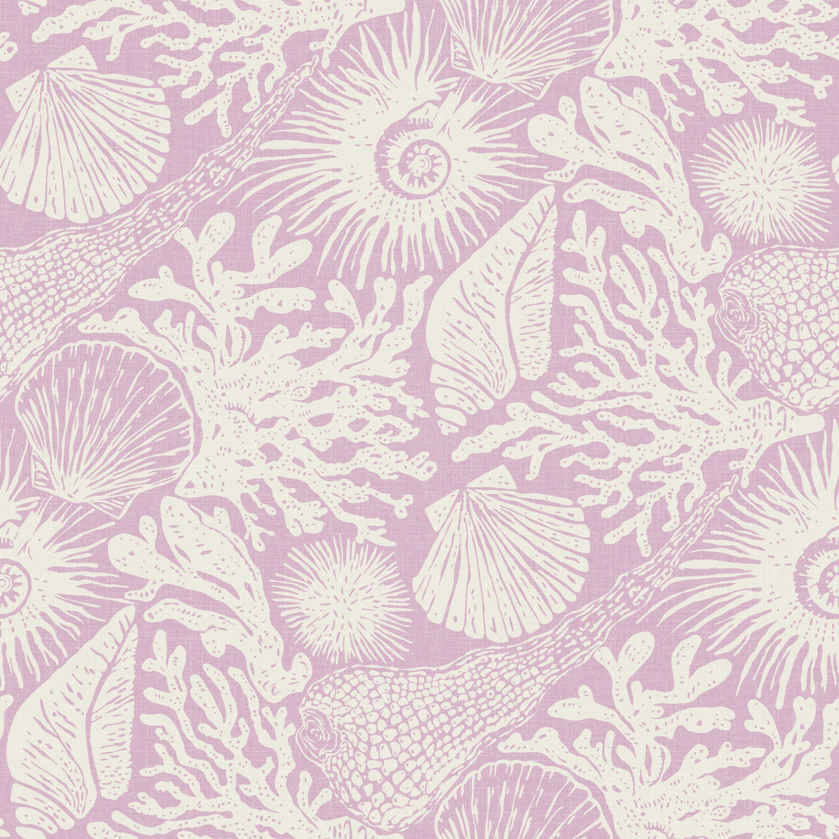 Boho Seashell & Coral Lavender Wallpaper⁠ in your room — zoomed
