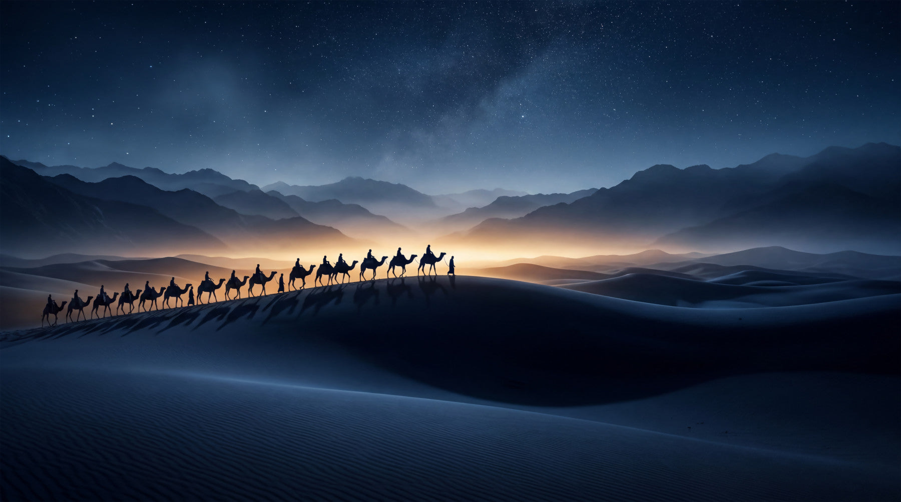 Desert Odyssey: Under a Star-Filled Sky Wall Mural