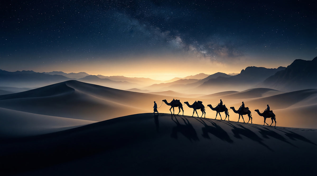 Desert Trek Beneath the Milky Way Wall Mural in your room — zoomed