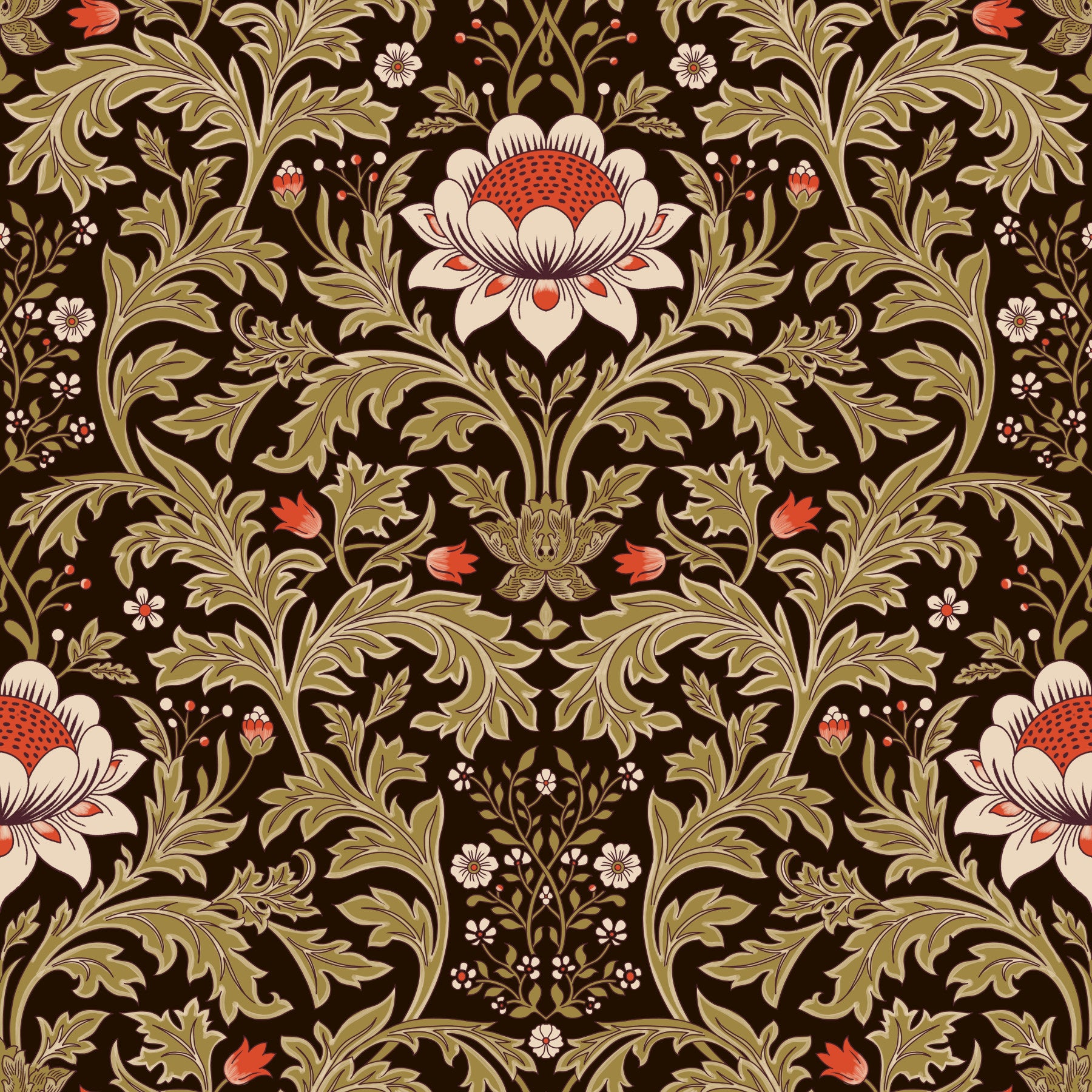Arts & Crafts Botanical Tapestry Wallpaper⁠