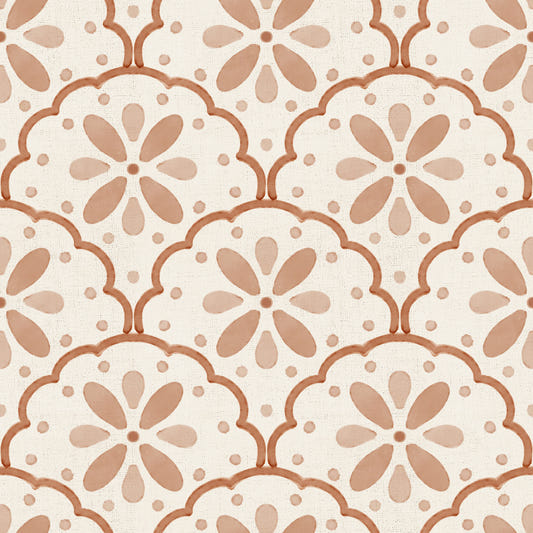 Tuscany Scallop Terracotta Wallpaper⁠
