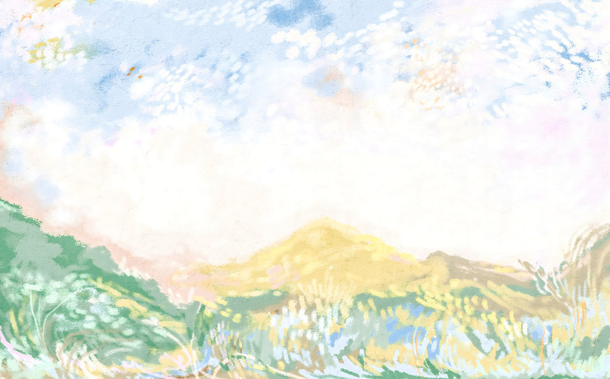Dreamy Horizon Hues Meadow impressionism oils Wall Mural in your room — zoomed