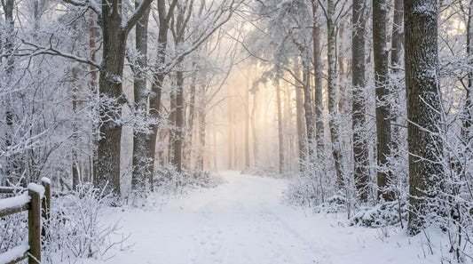 Misty Winter Forest Glow Wall Mural