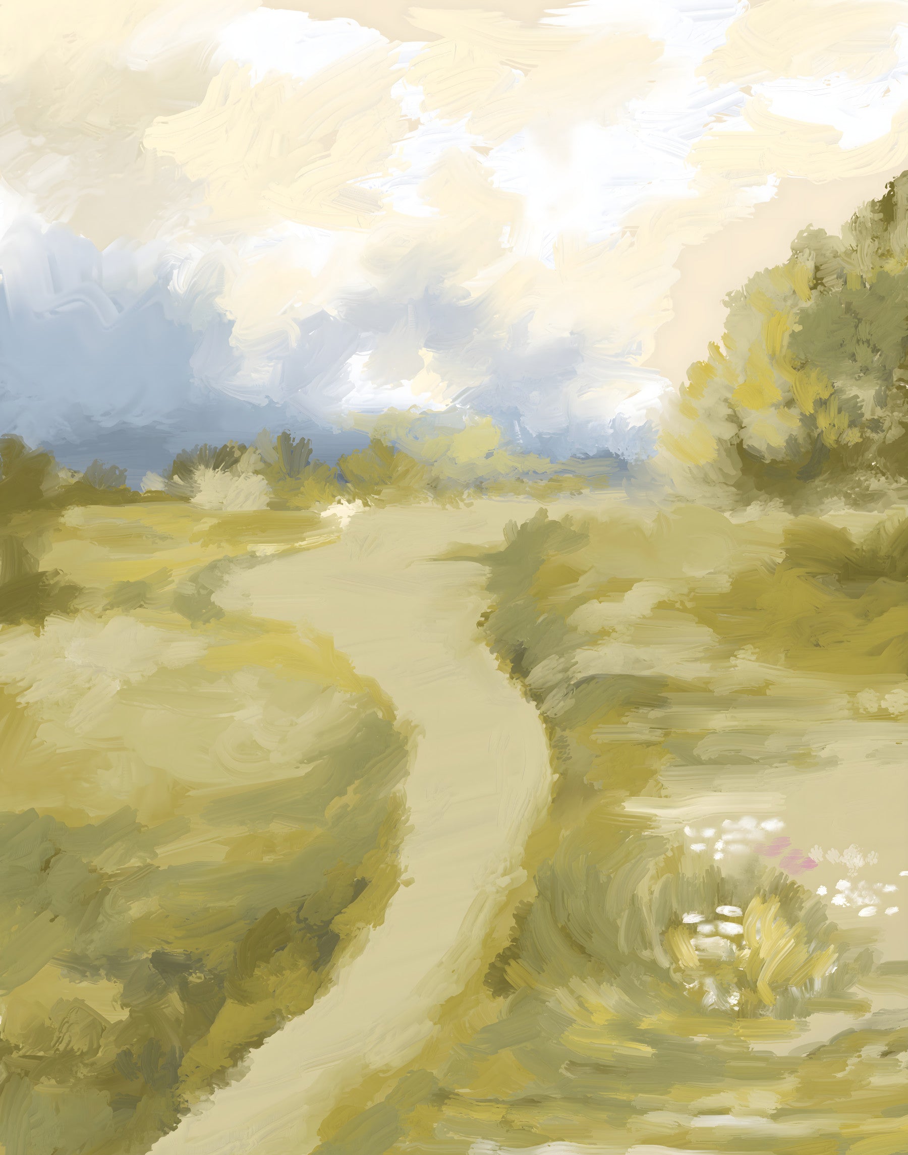 Soft Countryside painting oil impressionism  Wall Mural