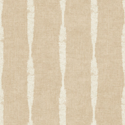 Creamy White Textured Distressed Stripes on Warm Beige Wallpaper⁠