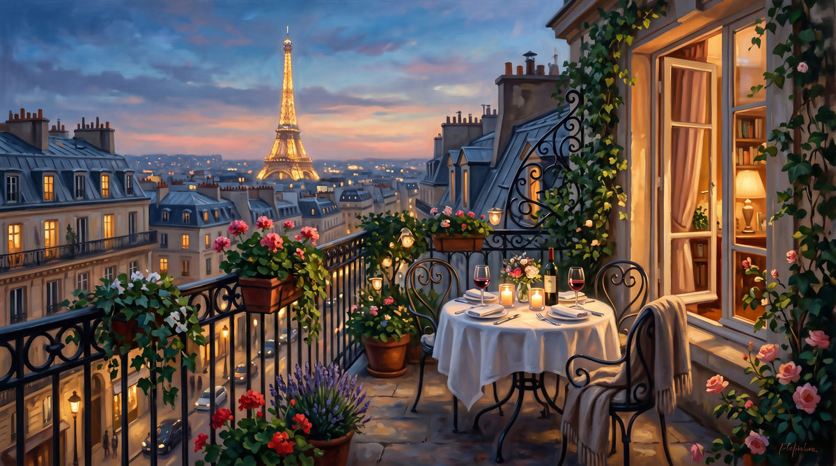 Parisian Balcony Romance Wall Mural in your room