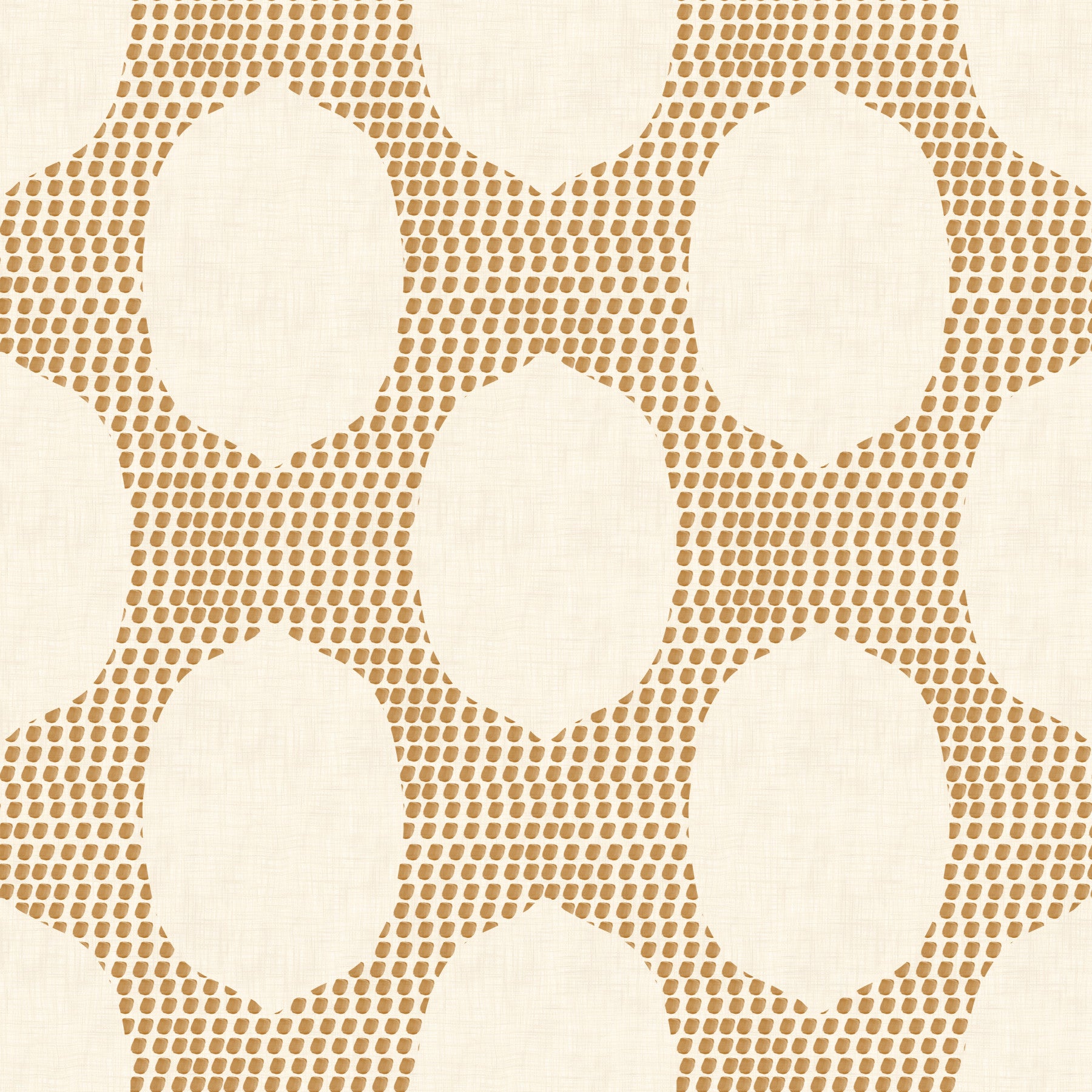 Golden mosaic wallpaper warms up a bright, open Dining room