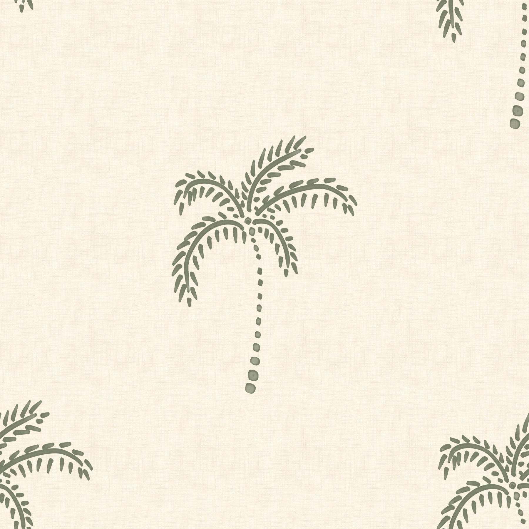 Sage palm wallpaper keeps a bright Cafe dining space calm and airy