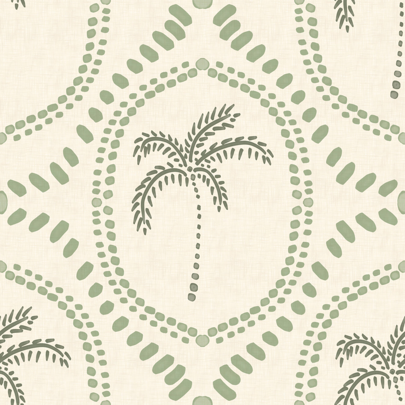 Beachy Boho Palm Oasis Costal Green Wallpaper⁠