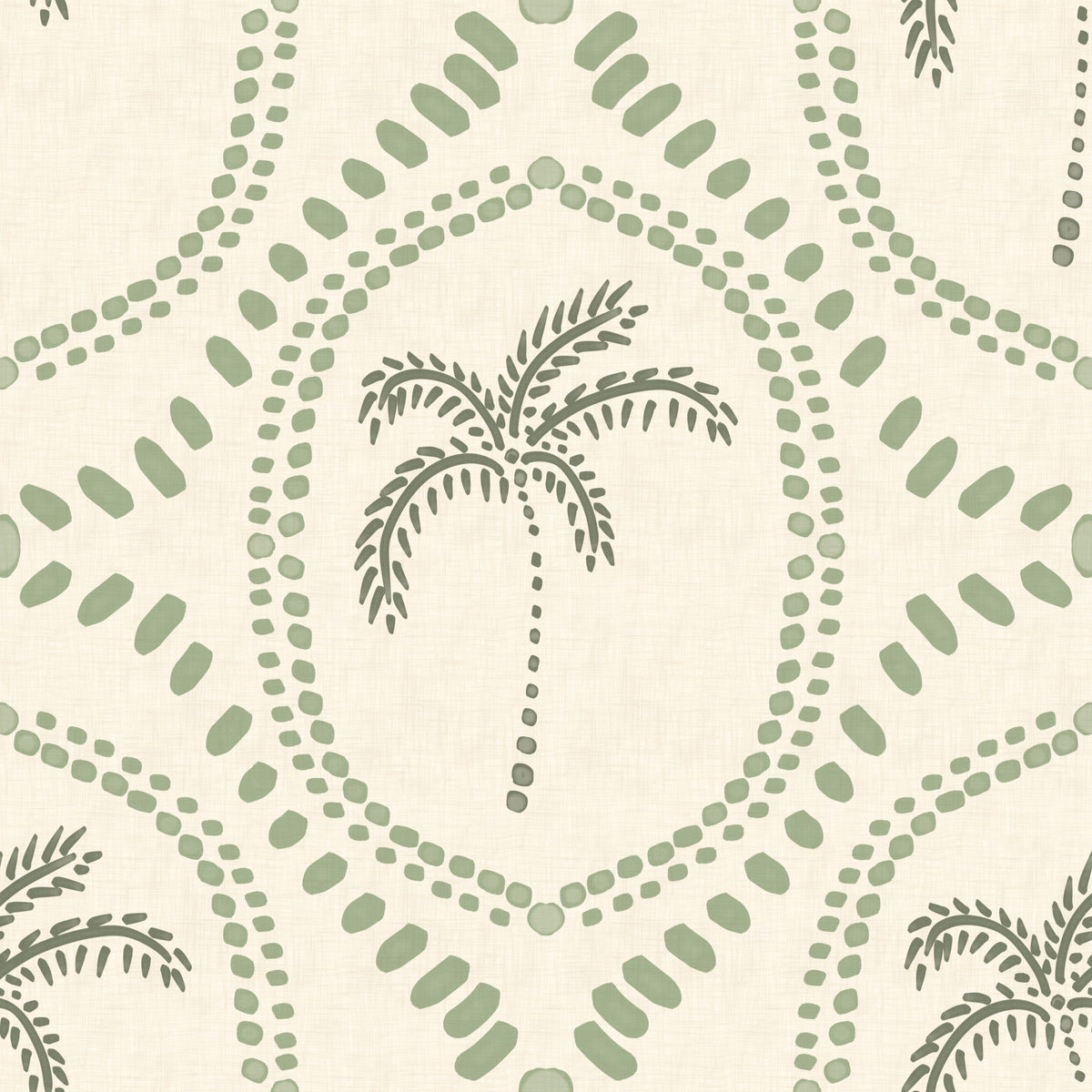 Beachy Boho Palm Oasis Costal Green Wallpaper⁠
