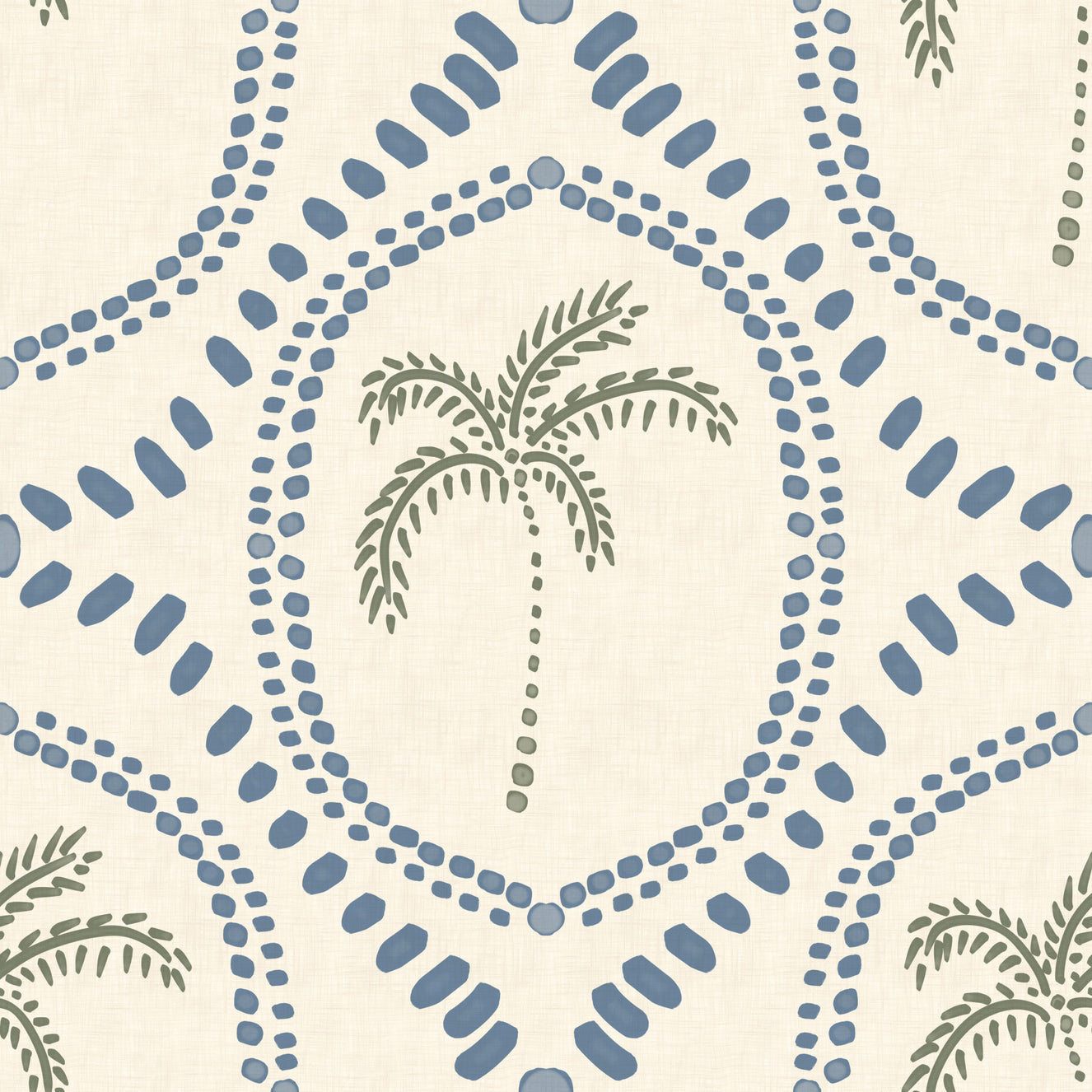 Beachy Boho Palm Oasis Slate Blue Wallpaper⁠