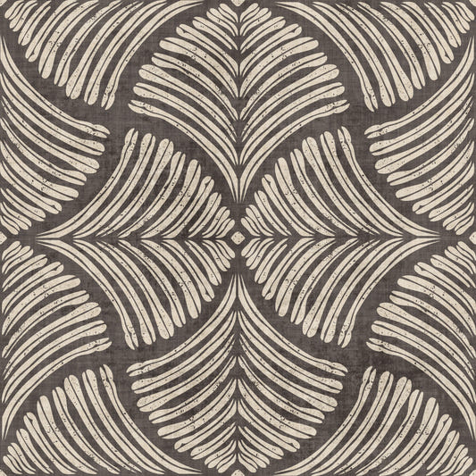 Charcoal Brown Textured Scallops Fan Japandi  Wallpaper⁠