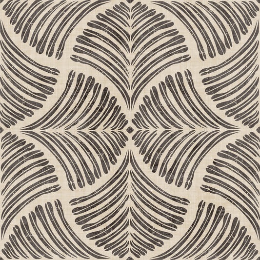 Dark Brown Textured Scallops Fan Japandi Minimalist Wallpaper⁠