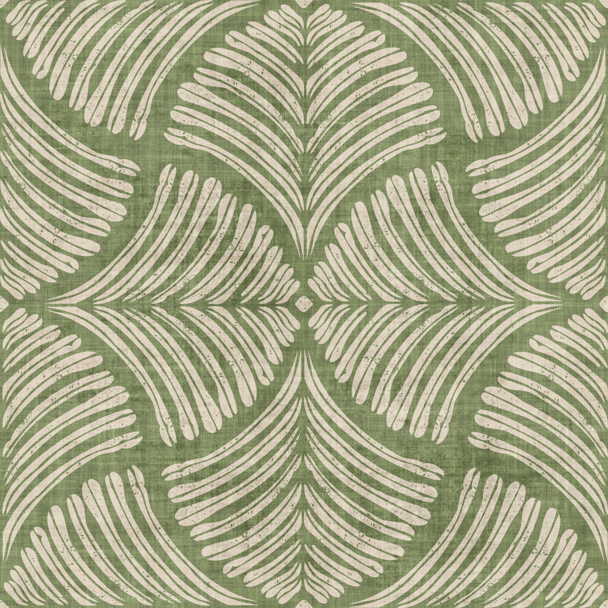 Moss Green Textured Scallops Fan Japandi Minimalist Wallpaper⁠ in your room