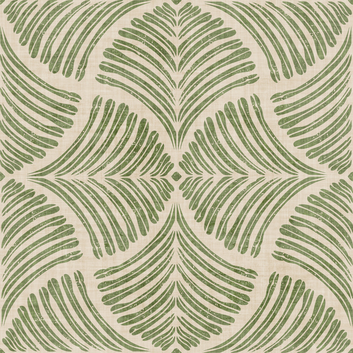 Muted Green Textured Scallops Fan Japandi Minimalist  Wallpaper⁠