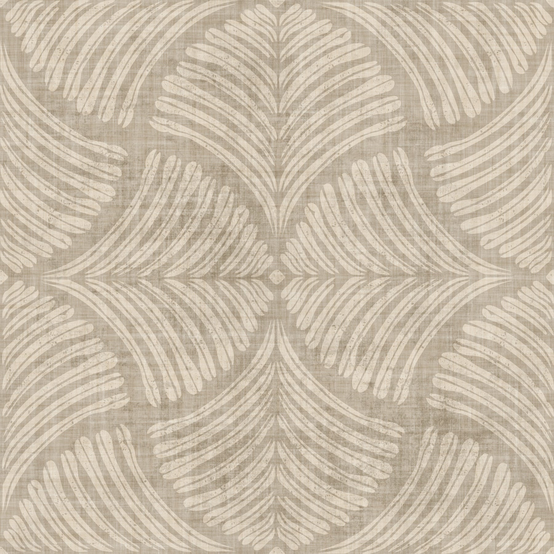 Mirrored fan pattern wraps a Dining room in Sand Beige Scallops Fan wallpaper.