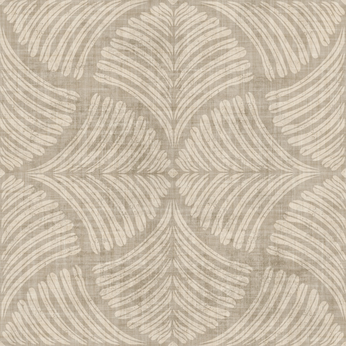 Sand Beige Textured Scallops Fan Japandi Minimalist Wallpaper⁠ in your room