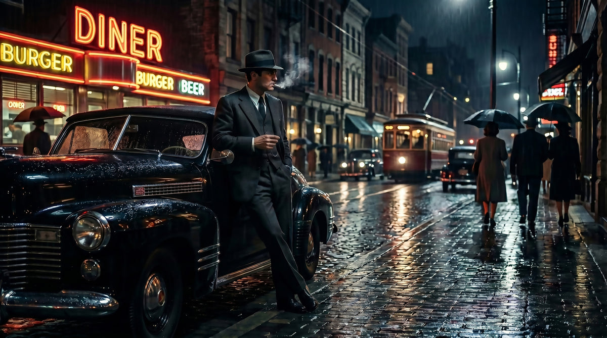 Rainy City Noir Wall Mural in your room