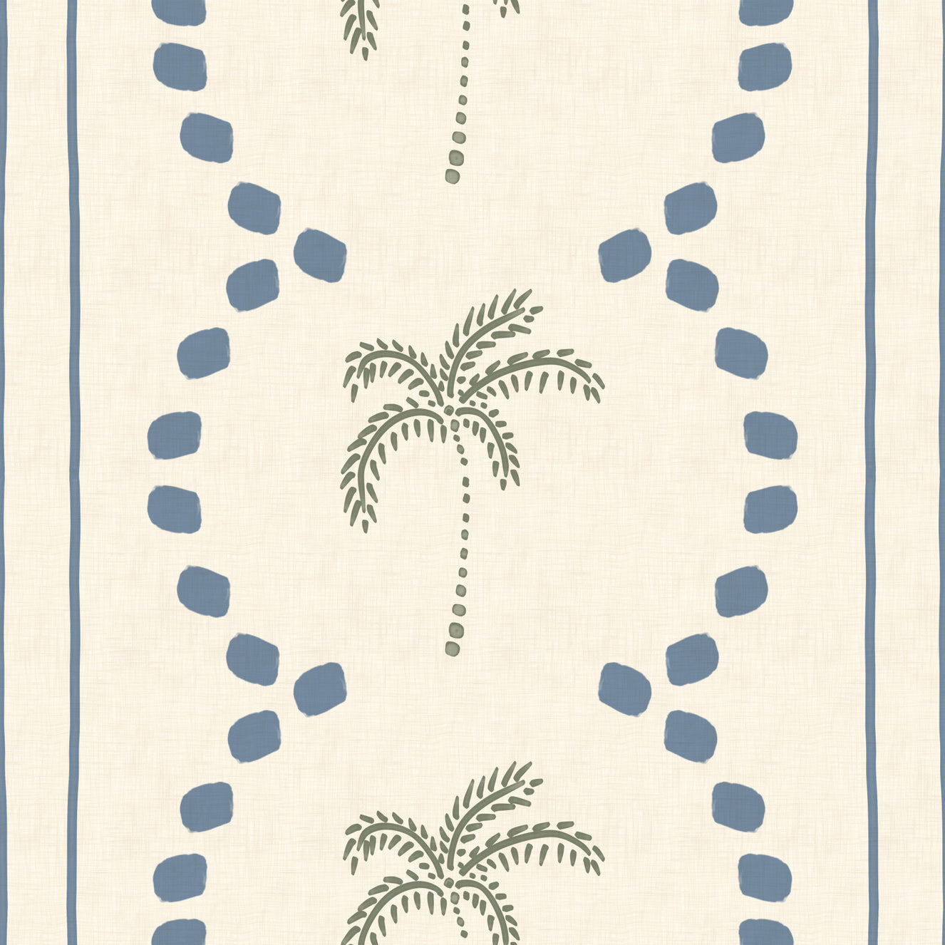 Tropical Palm Deco Stripes Slate Blue Wallpaper⁠