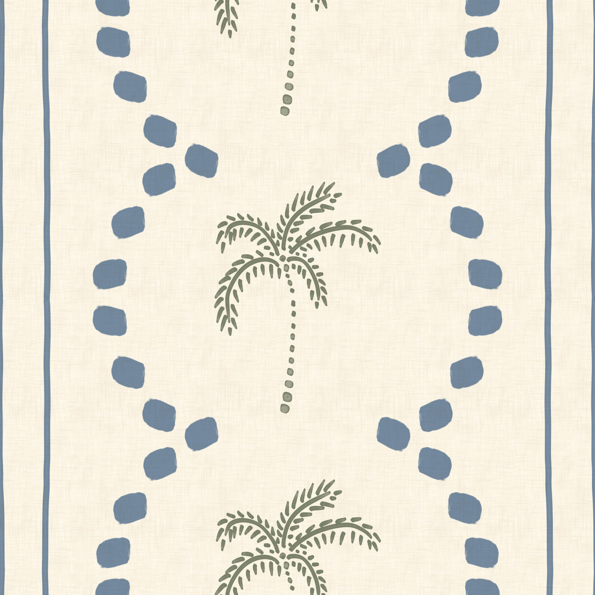 Tropical Palm Deco Stripes Slate Blue Wallpaper⁠ in your room — zoomed