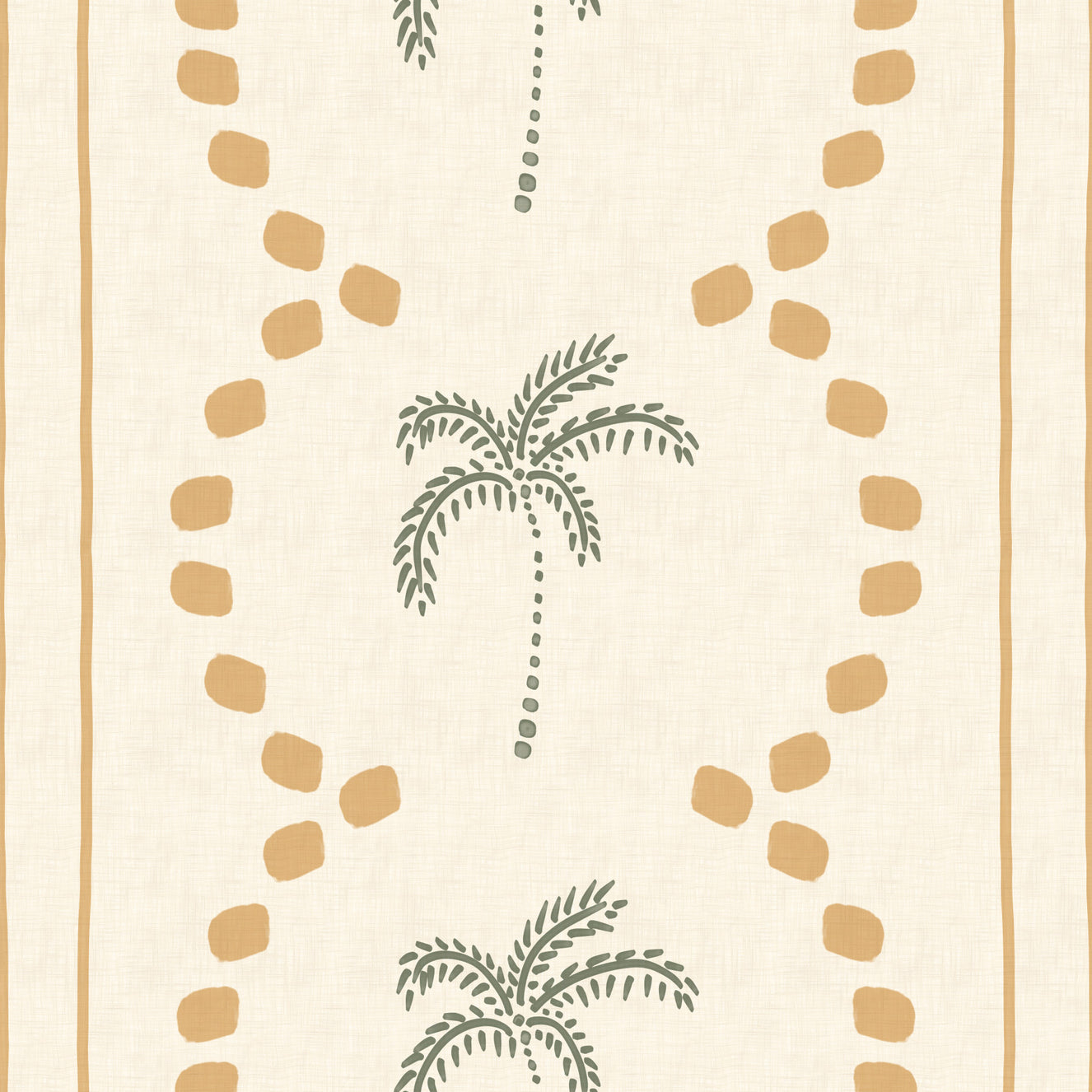 Tropical Palm Deco Stripes Sand Wallpaper⁠