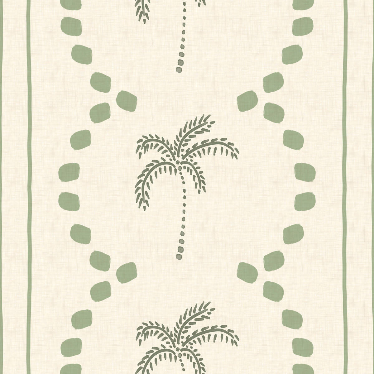 Tropical Palm Deco Stripes Costal Green Wallpaper⁠
