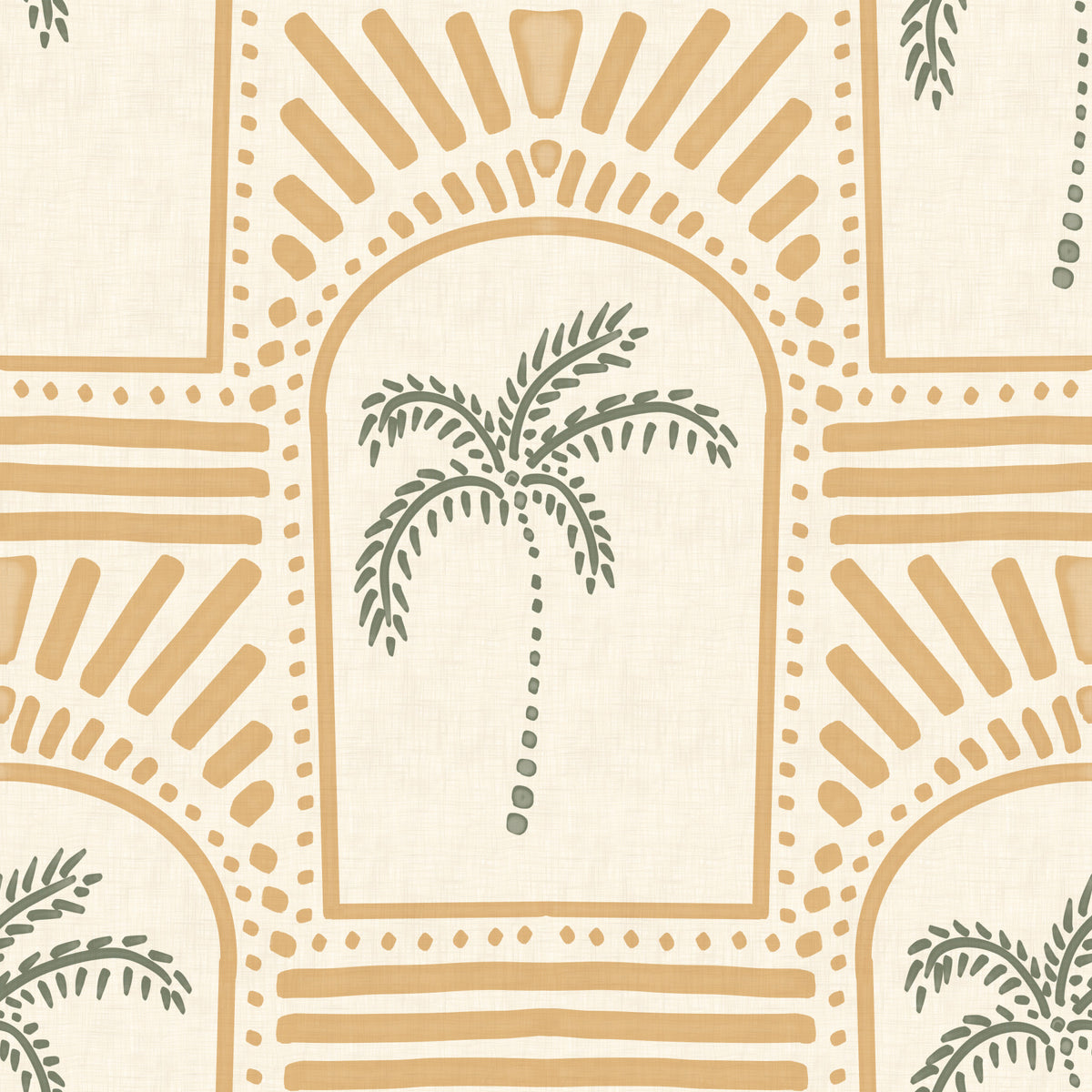 Tropical Palm Art Deco Archways Sand Wallpaper⁠ in your room