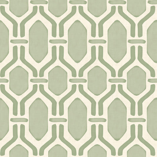 Art Deco Trellis Coastal Green Wallpaper⁠