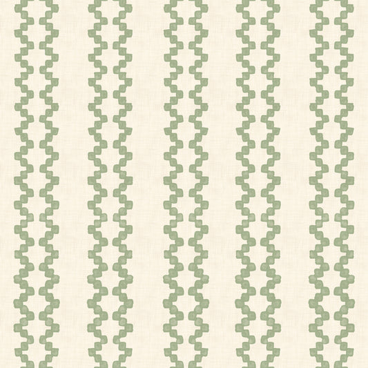 Zellige Striped Ornament Coastal Green Wallpaper⁠