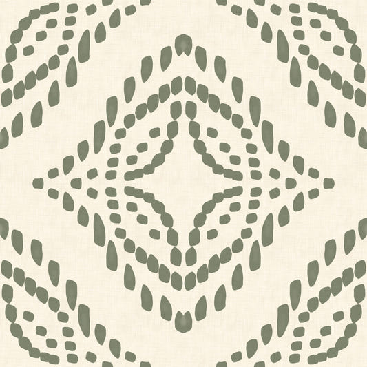 Block Print Ornament Palm Green Wallpaper⁠