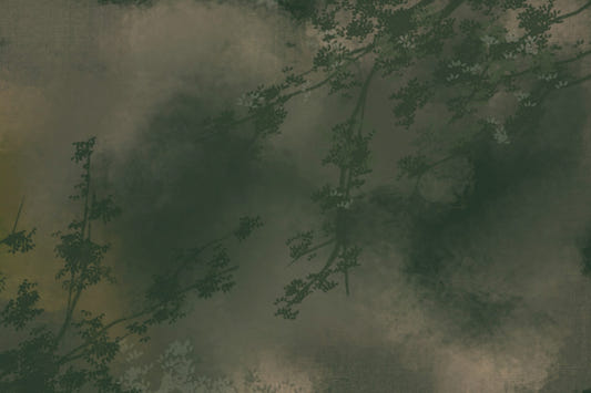 Verdant Mist Branches Moody Green Forest Wall Mural