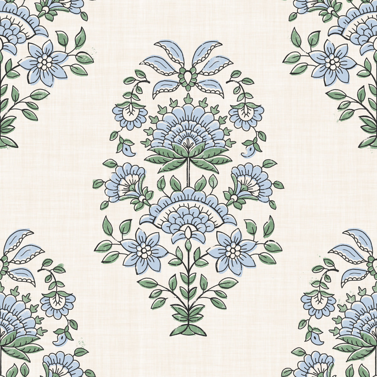 Serene Blue Floral Motif Wallpaper⁠ in your room