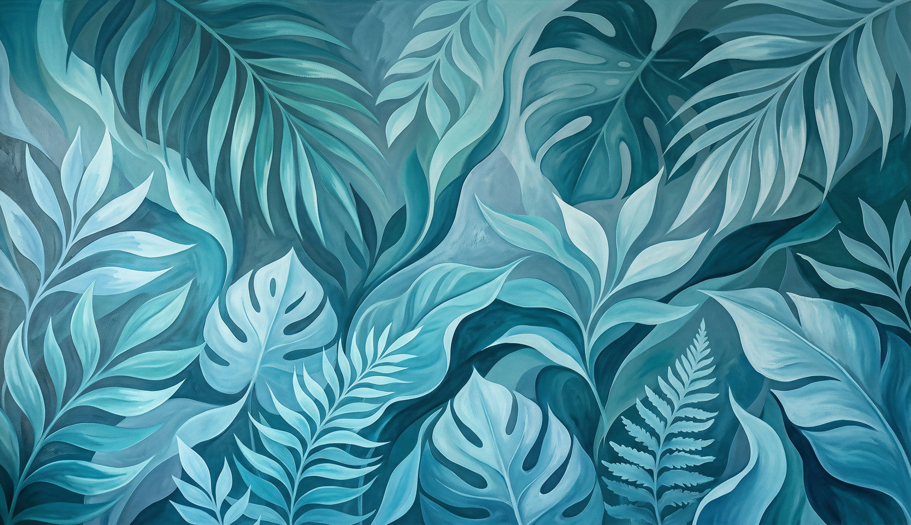 Teal Tropical Canopy Wall Mural