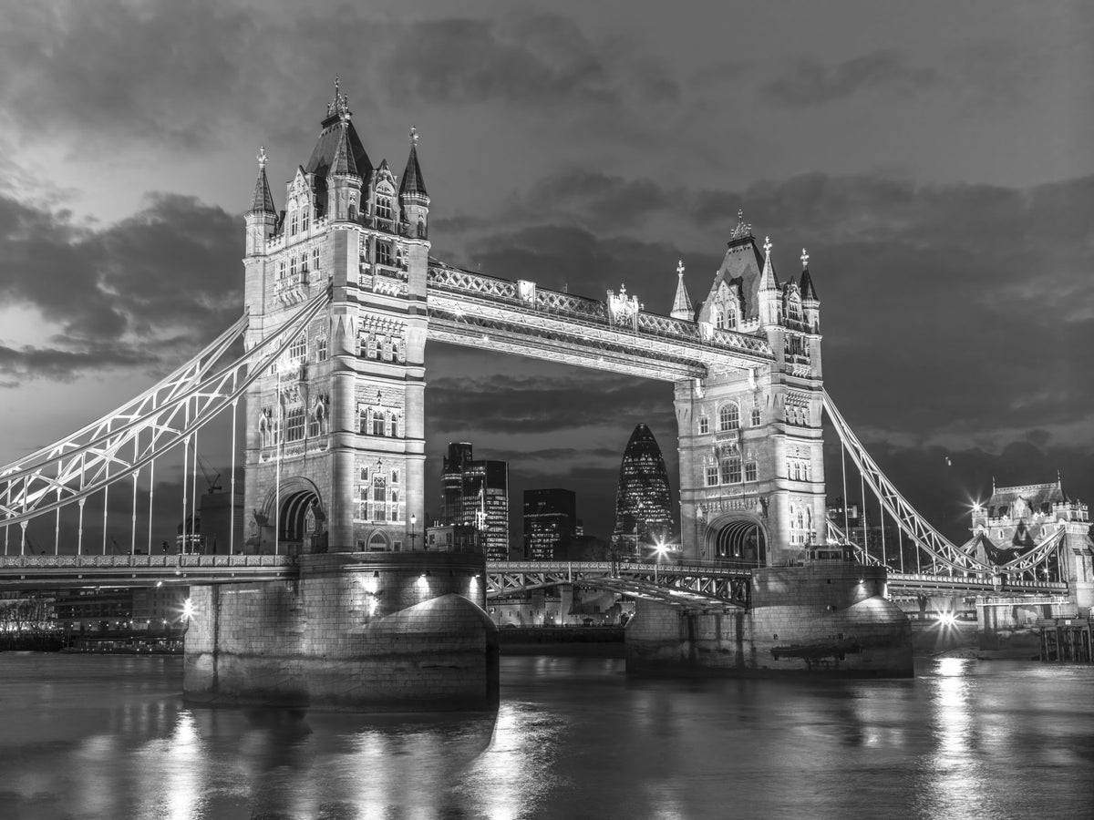 Monochrome London: Tower Bridge Glow Wall Mural in your room