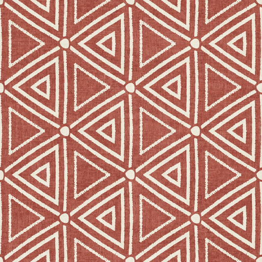 Textured Mudcloth Geometric Triangles Boho Rust Terracotta Wallpaper⁠