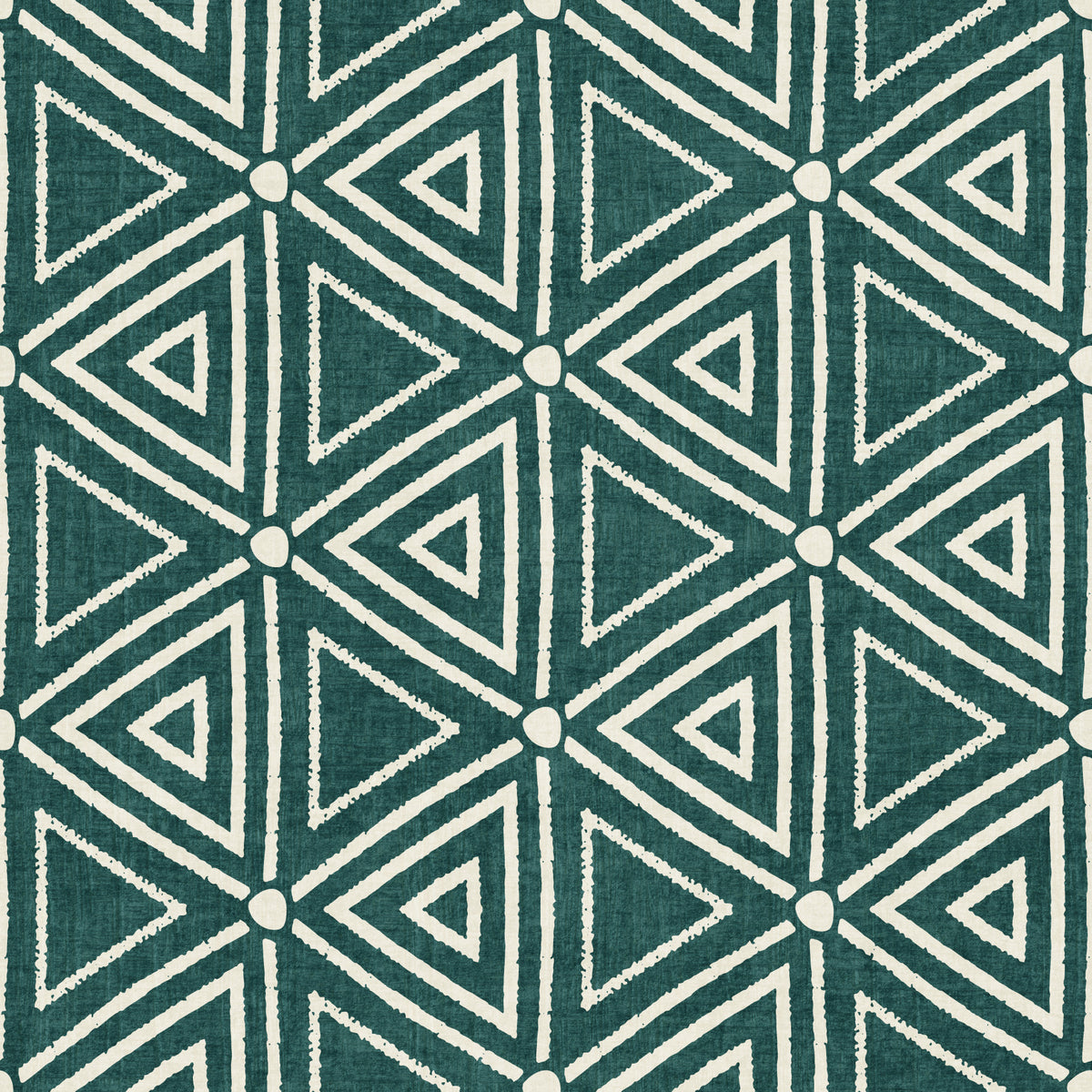 Textured Mudcloth Geometric Triangles Boho Deep Teal Wallpaper⁠ in your room — zoomed