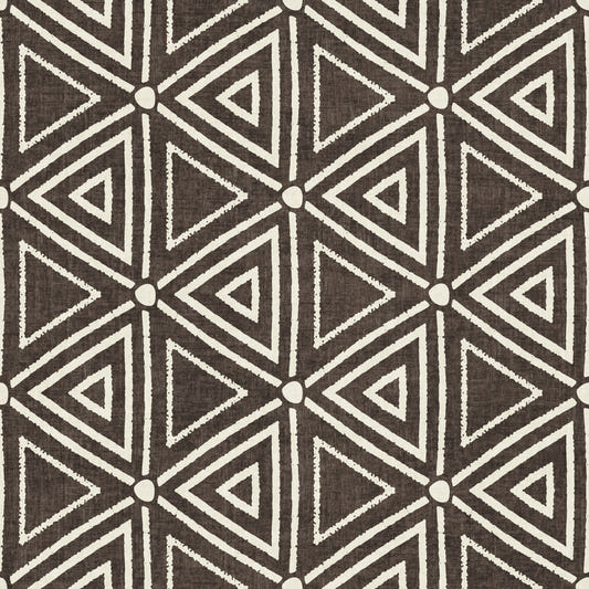 Textured Mudcloth Geometric Triangles Boho Dark Umber Brown  Wallpaper⁠