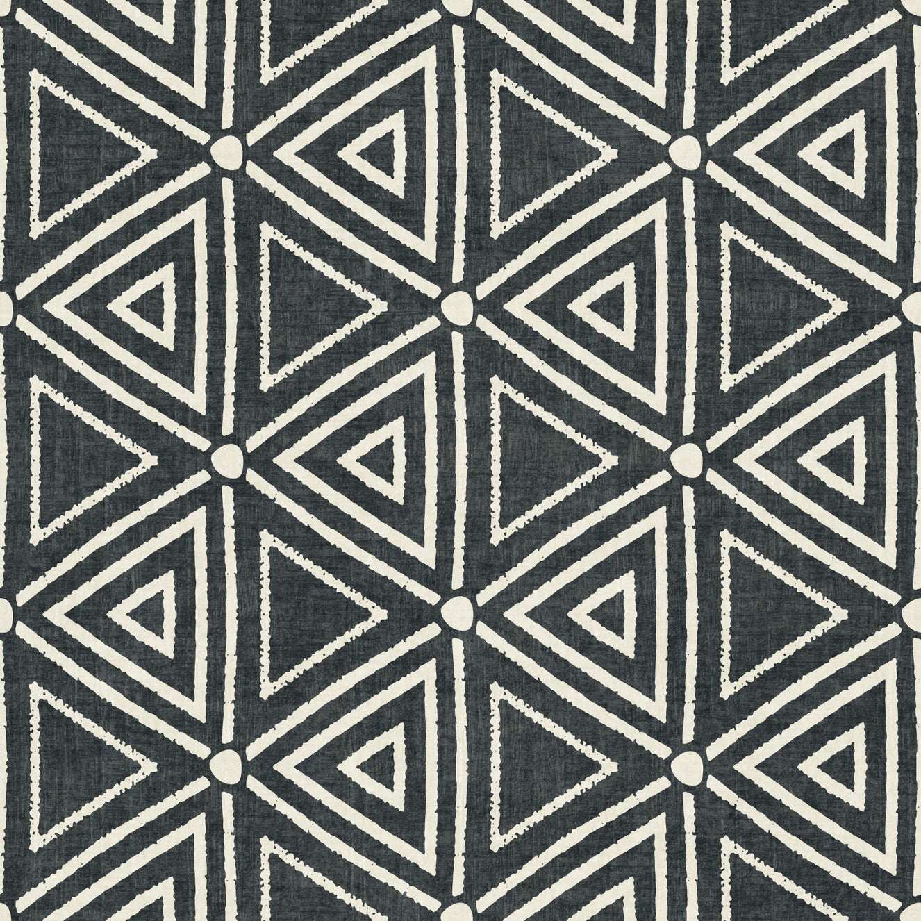 Textured Mudcloth Geometric Triangles Boho Charcoal Black  Wallpaper⁠