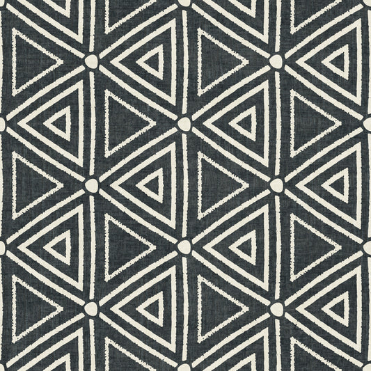 Textured Mudcloth Geometric Triangles Boho Charcoal Black  Wallpaper⁠