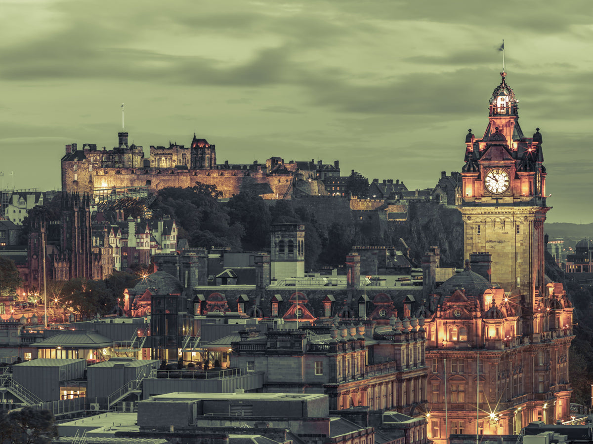 Edinburgh's Grandeur: Castle & Clock Tower Wall Mural in your room — zoomed