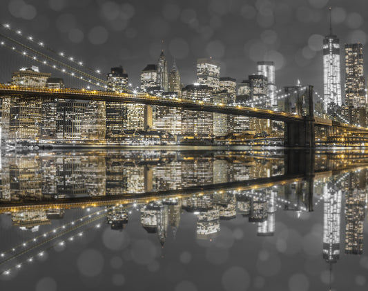 City of Gold & Gray: NYC Nightscape Wall Mural