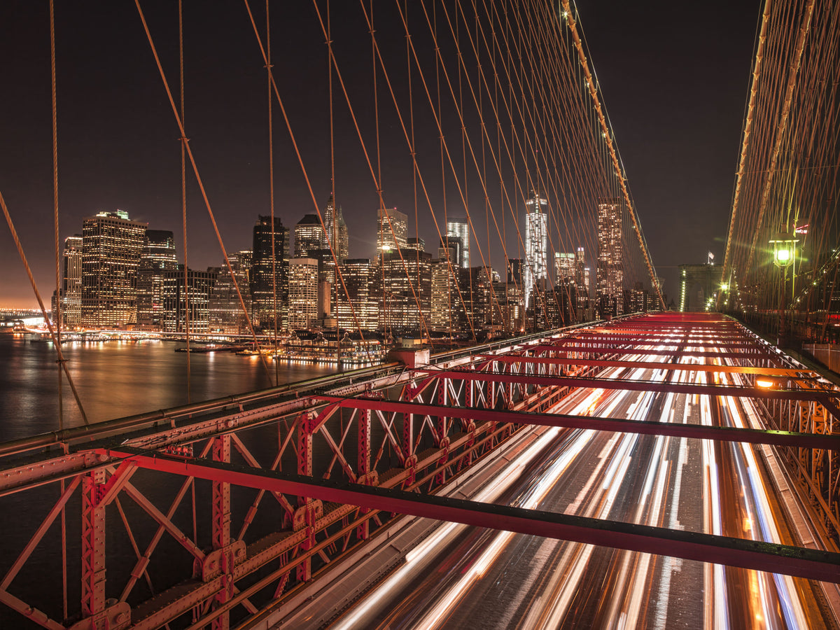 City Pulse: Brooklyn Bridge at Night Wall Mural in your room