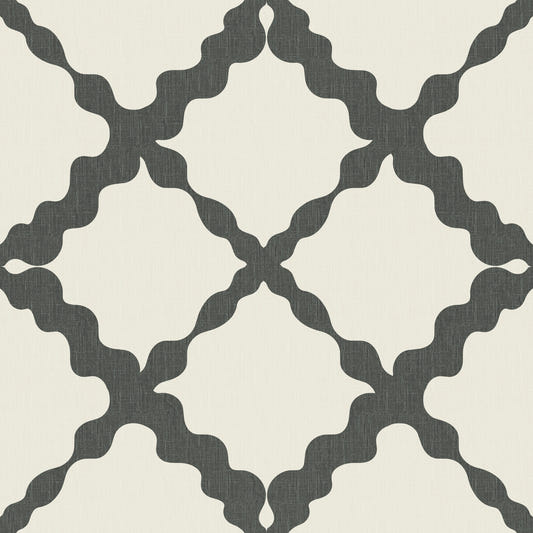 Textured Lattice Trellis Geometric Grey Minimalist Modern Wallpaper⁠