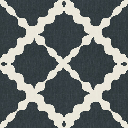 Textured Lattice Trellis Geometric Charcoal Minimalist Modern Wallpaper⁠