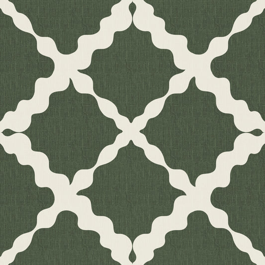 Textured Lattice Trellis Geometric Moss Green Minimalist Modern  Wallpaper⁠