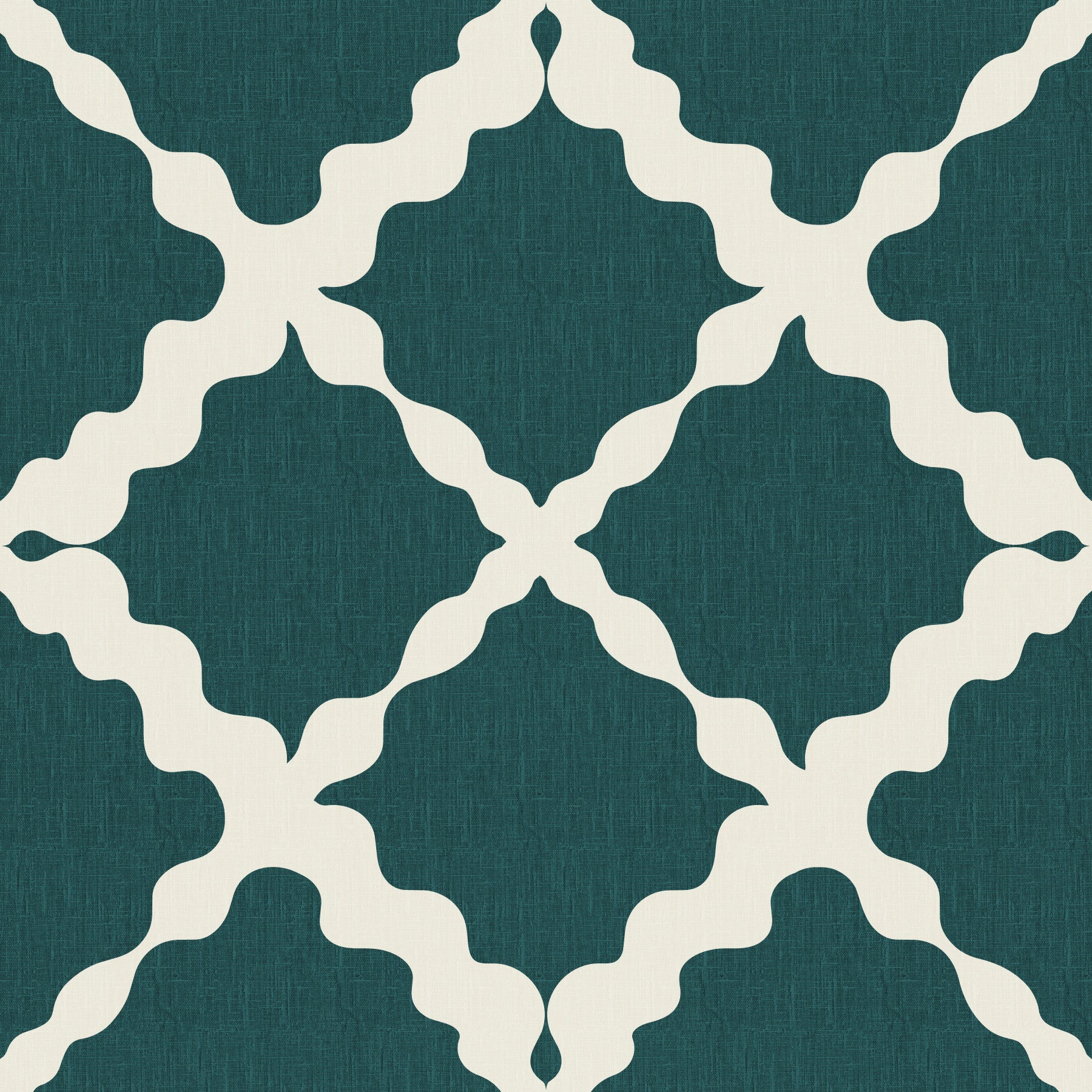 Teal trellis wallpaper lends a modern Kids bedroom a calm geometric mood
